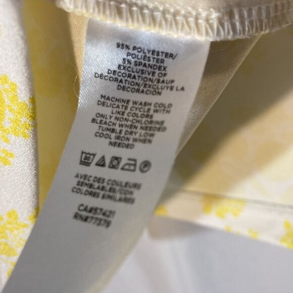 66-6 ANN TAYLOR white yellow floral lemon fruit flutter sleeves cross back top M - Picture 8 of 8